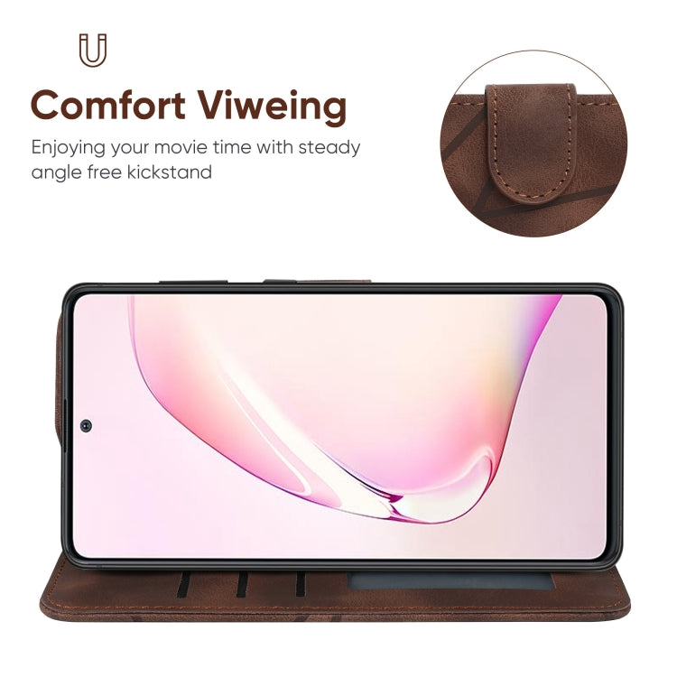 For Samsung Galaxy Note10 Lite Skin Feel Geometric Lines Leather Phone Case
