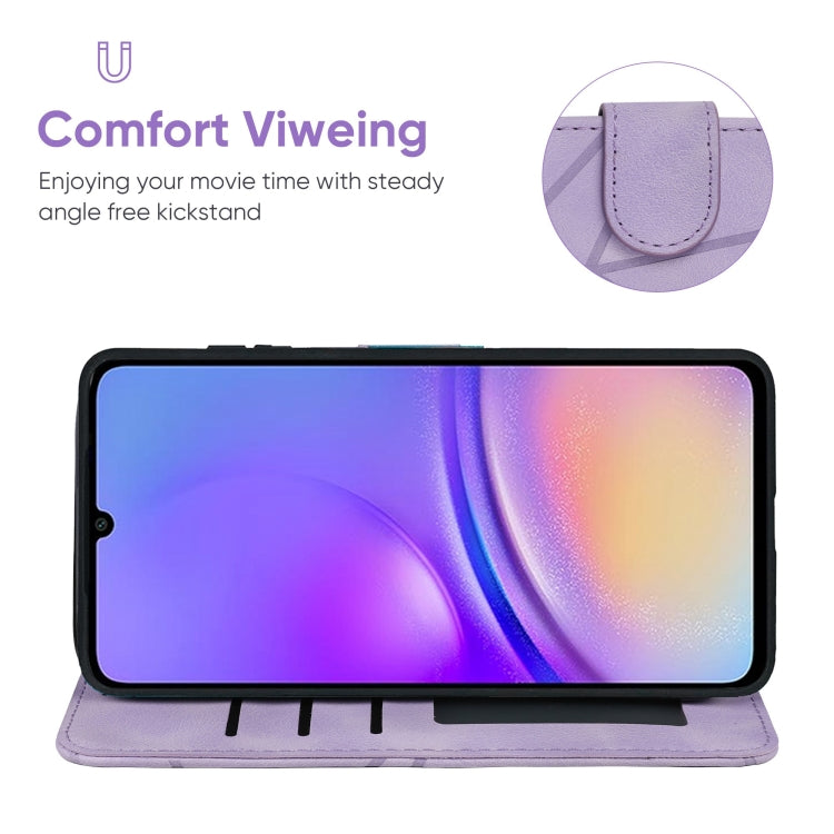For Samsung Galaxy A05 Skin Feel Geometric Lines Leather Phone Case