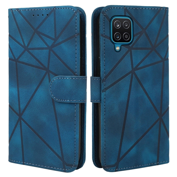 For Samsung Galaxy A12 Skin Feel Geometric Lines Leather Phone Case