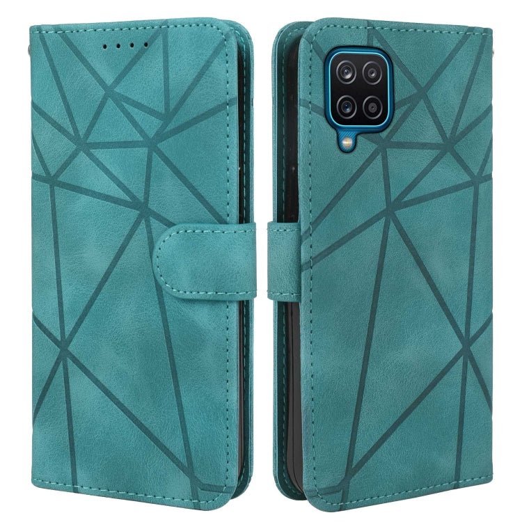 For Samsung Galaxy A12 Skin Feel Geometric Lines Leather Phone Case