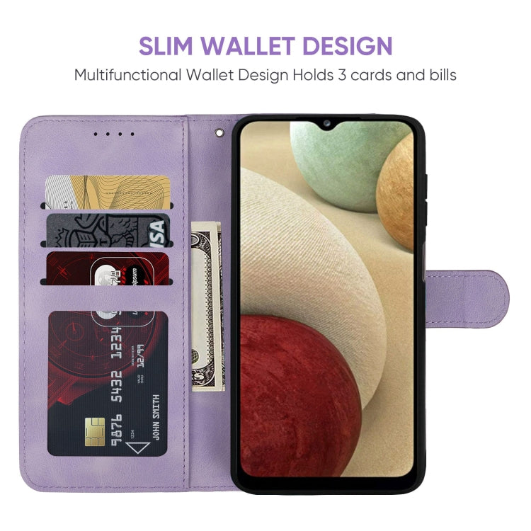 For Samsung Galaxy A12 Skin Feel Geometric Lines Leather Phone Case