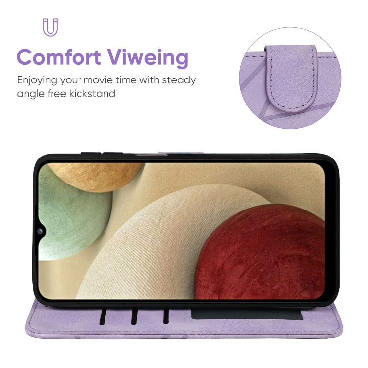 For Samsung Galaxy A12 Skin Feel Geometric Lines Leather Phone Case
