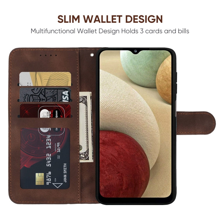 For Samsung Galaxy A12 Skin Feel Geometric Lines Leather Phone Case