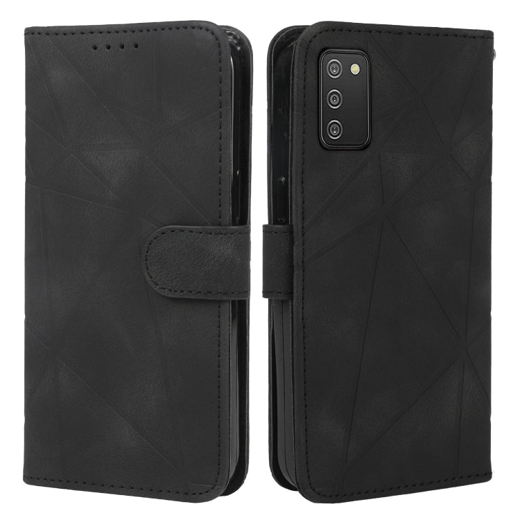 For Samsung Galaxy A02s US Skin Feel Geometric Lines Leather Phone Case