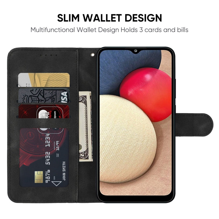 For Samsung Galaxy A02s US Skin Feel Geometric Lines Leather Phone Case