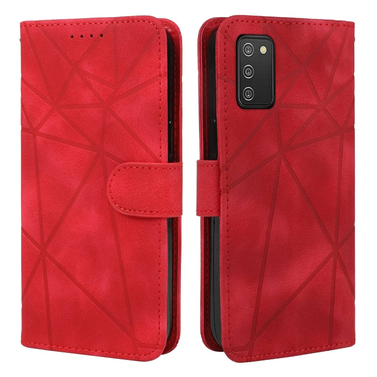 For Samsung Galaxy A02s US Skin Feel Geometric Lines Leather Phone Case