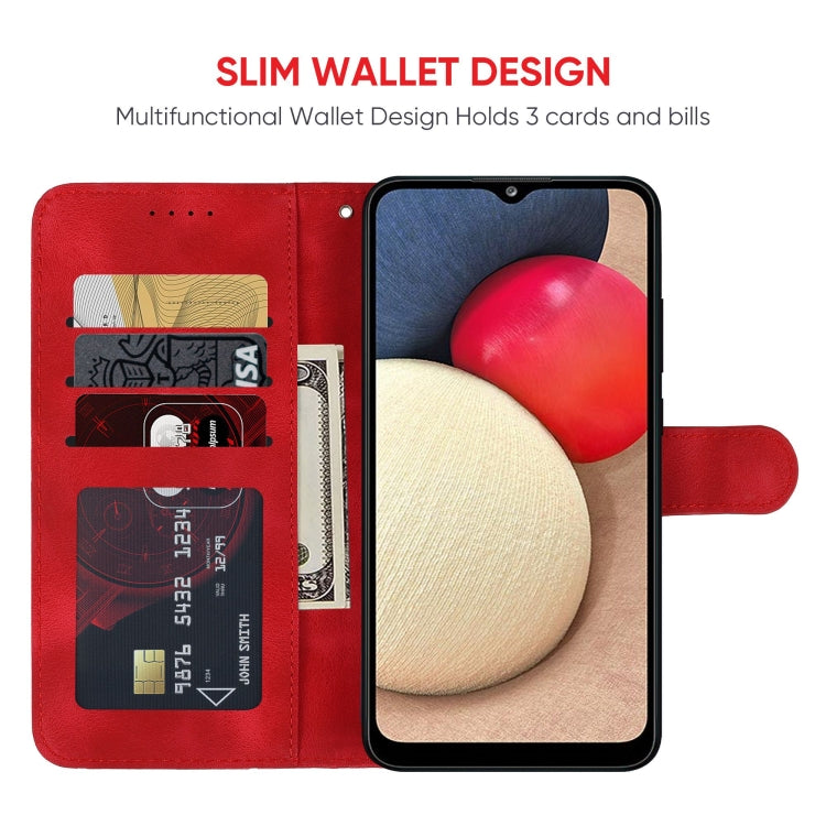 For Samsung Galaxy A02s US Skin Feel Geometric Lines Leather Phone Case