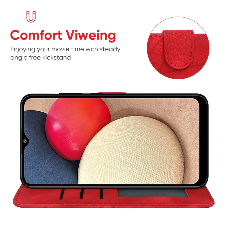 For Samsung Galaxy A02s US Skin Feel Geometric Lines Leather Phone Case