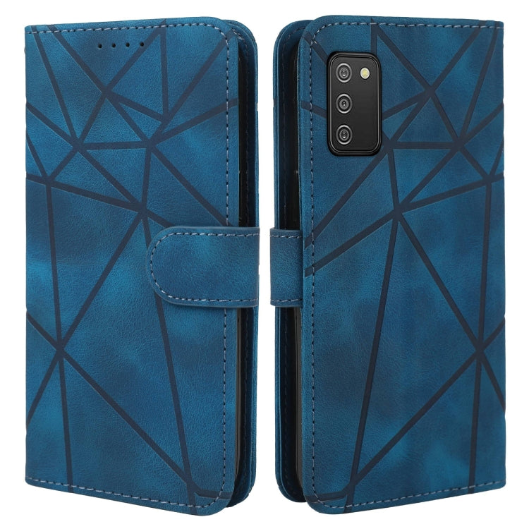For Samsung Galaxy A02s US Skin Feel Geometric Lines Leather Phone Case