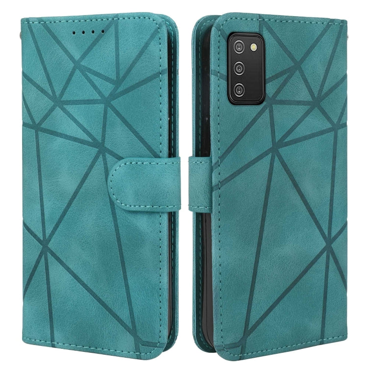 For Samsung Galaxy A02s US Skin Feel Geometric Lines Leather Phone Case