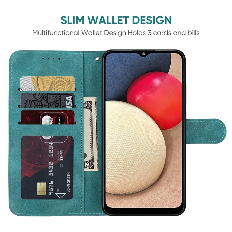 For Samsung Galaxy A02s US Skin Feel Geometric Lines Leather Phone Case