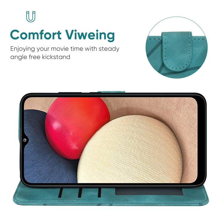 For Samsung Galaxy A02s US Skin Feel Geometric Lines Leather Phone Case