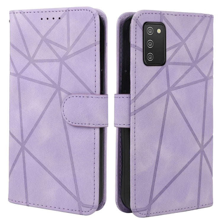 For Samsung Galaxy A02s US Skin Feel Geometric Lines Leather Phone Case