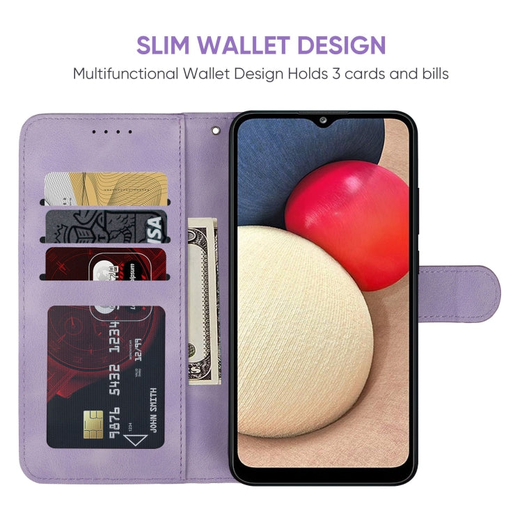 For Samsung Galaxy A02s US Skin Feel Geometric Lines Leather Phone Case