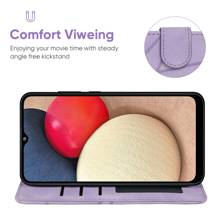 For Samsung Galaxy A02s US Skin Feel Geometric Lines Leather Phone Case