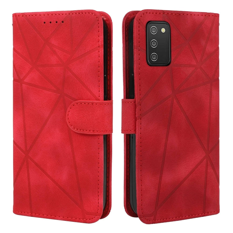 For Samsung Galaxy A03s US Skin Feel Geometric Lines Leather Phone Case