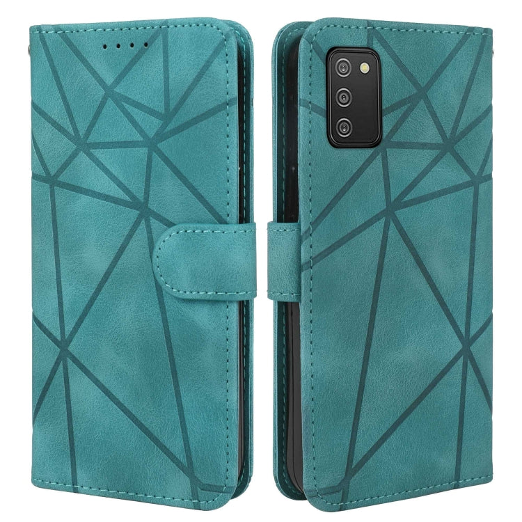 For Samsung Galaxy A03s US Skin Feel Geometric Lines Leather Phone Case