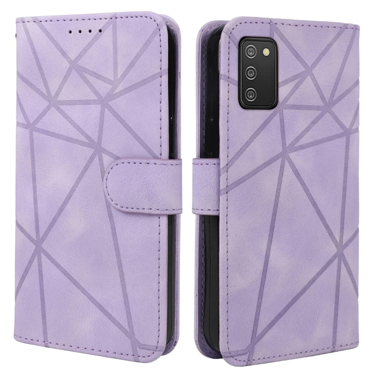 For Samsung Galaxy A03s US Skin Feel Geometric Lines Leather Phone Case