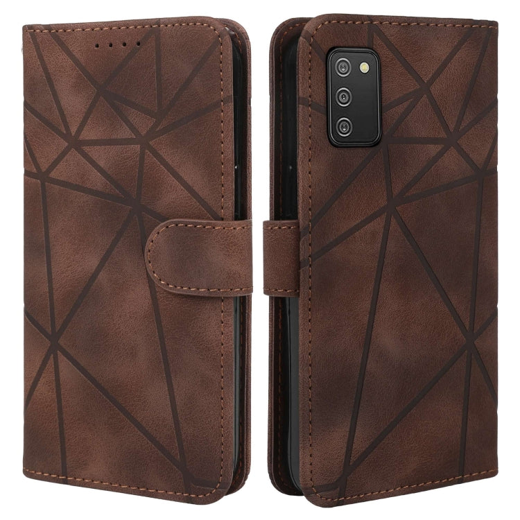 For Samsung Galaxy A03s US Skin Feel Geometric Lines Leather Phone Case