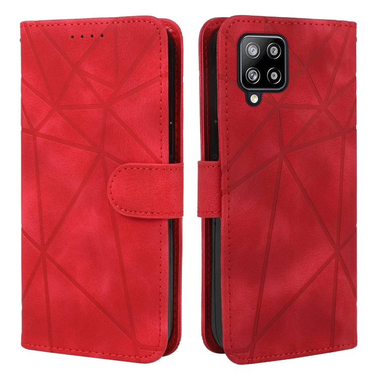 For Samsung Galaxy A22 4G Skin Feel Geometric Lines Leather Phone Case