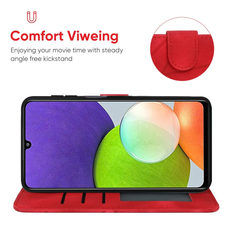 For Samsung Galaxy A22 4G Skin Feel Geometric Lines Leather Phone Case
