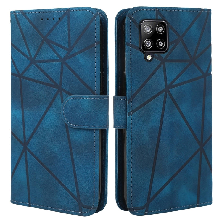 For Samsung Galaxy A22 4G Skin Feel Geometric Lines Leather Phone Case