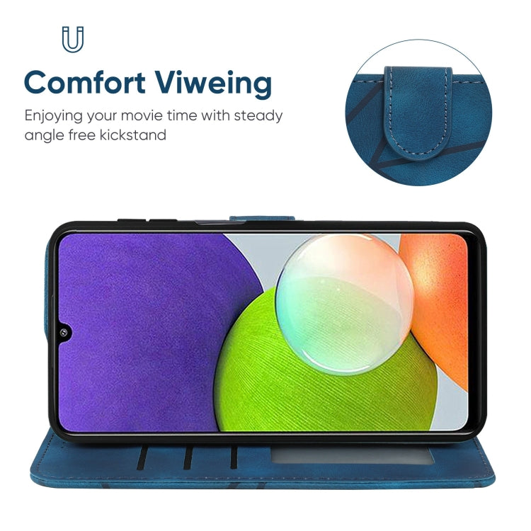 For Samsung Galaxy A22 4G Skin Feel Geometric Lines Leather Phone Case
