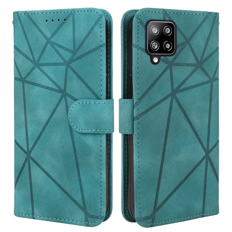 For Samsung Galaxy A22 4G Skin Feel Geometric Lines Leather Phone Case
