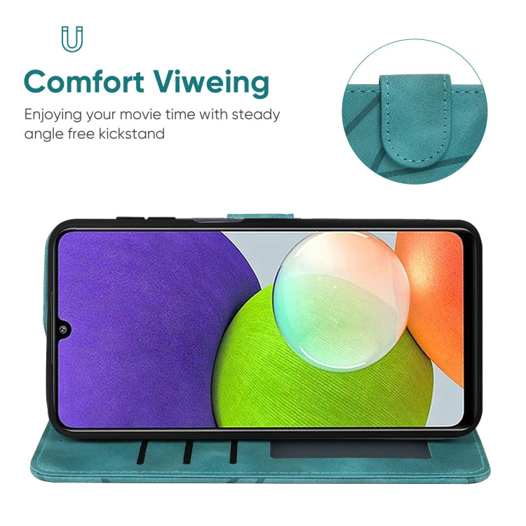 For Samsung Galaxy A22 4G Skin Feel Geometric Lines Leather Phone Case