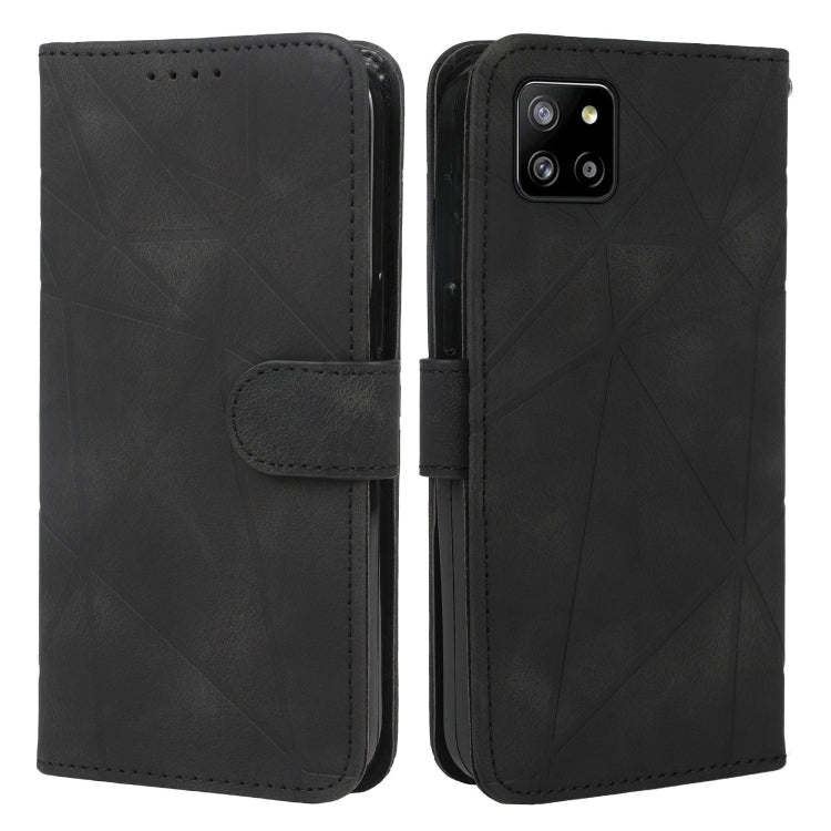 For Samsung Galaxy A22 5G Skin Feel Geometric Lines Leather Phone Case
