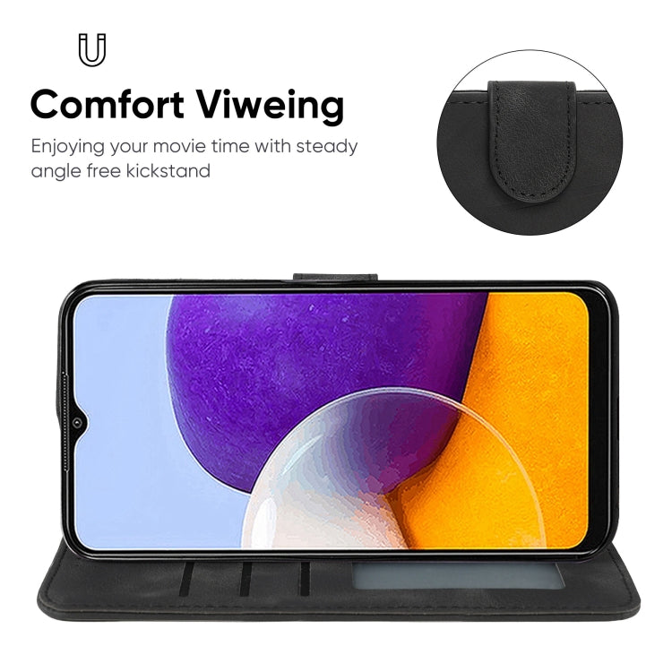 For Samsung Galaxy A22 5G Skin Feel Geometric Lines Leather Phone Case