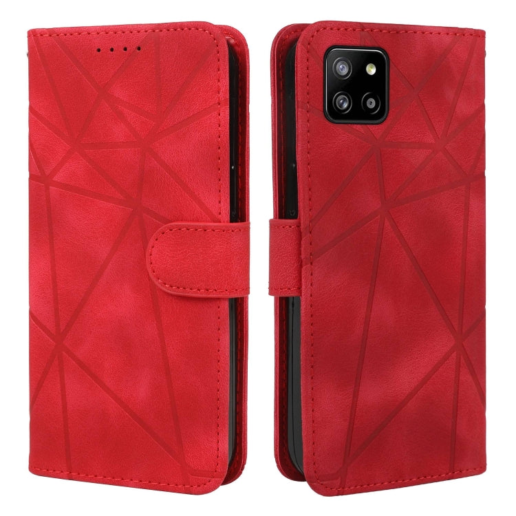 For Samsung Galaxy A22 5G Skin Feel Geometric Lines Leather Phone Case
