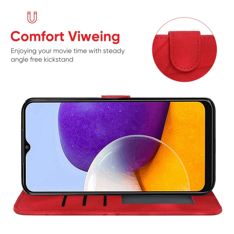For Samsung Galaxy A22 5G Skin Feel Geometric Lines Leather Phone Case