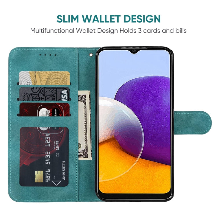 For Samsung Galaxy A22 5G Skin Feel Geometric Lines Leather Phone Case