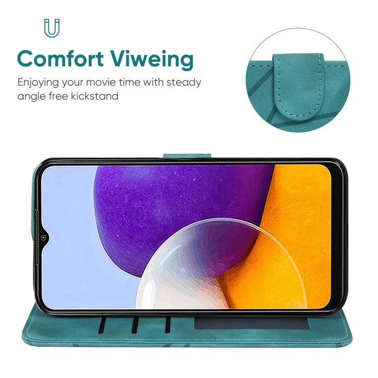 For Samsung Galaxy A22 5G Skin Feel Geometric Lines Leather Phone Case