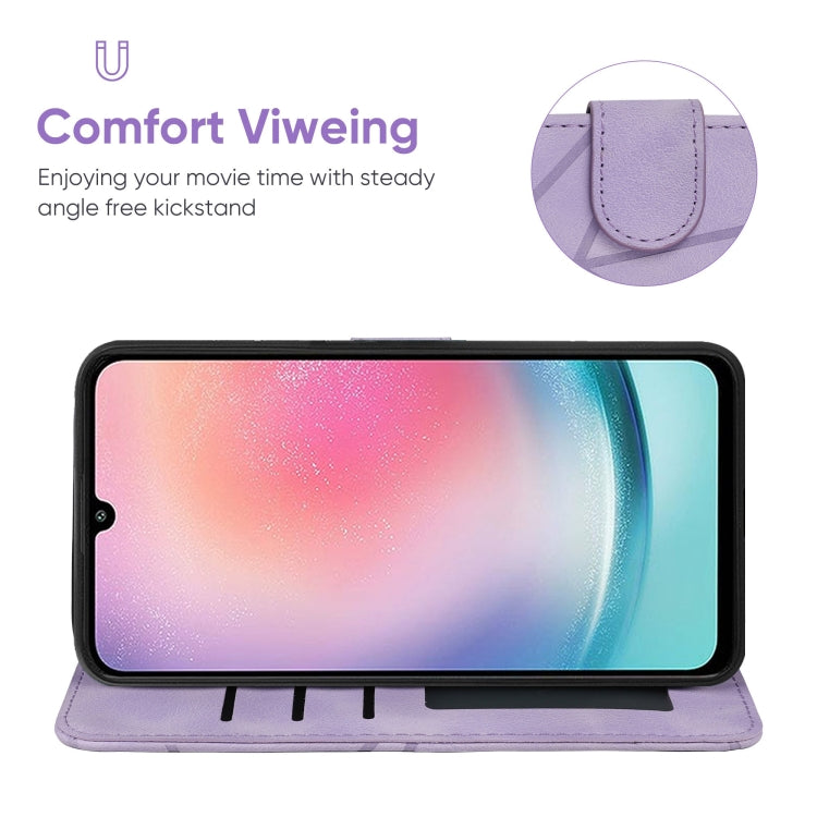 For Samsung Galaxy A24 4G Skin Feel Geometric Lines Leather Phone Case