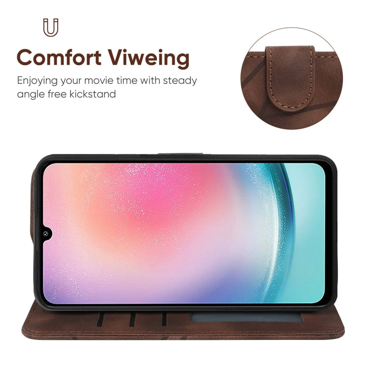 For Samsung Galaxy A24 4G Skin Feel Geometric Lines Leather Phone Case