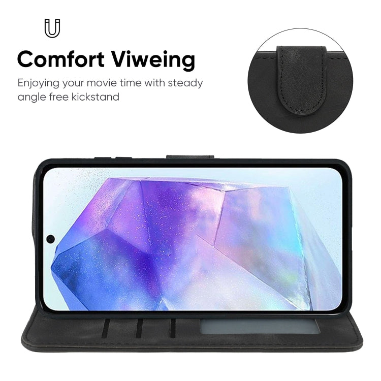 For Samsung Galaxy A55 5G Skin Feel Geometric Lines Leather Phone Case