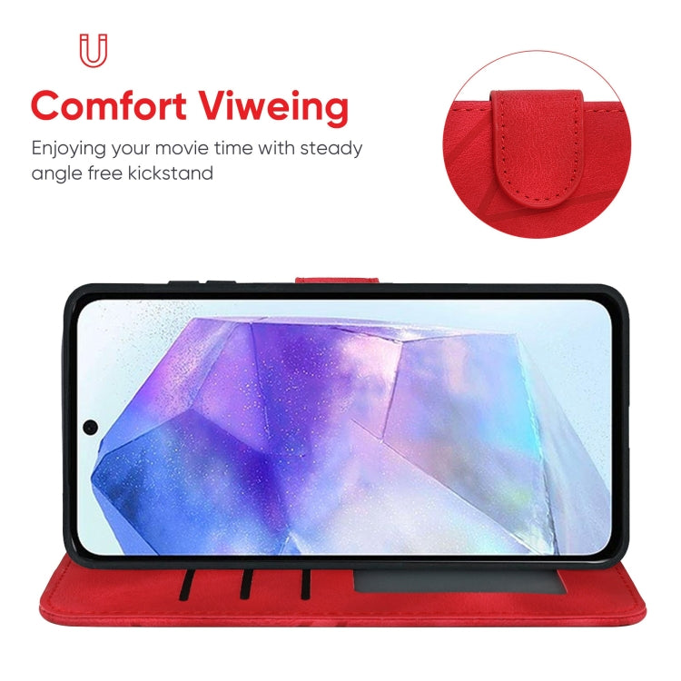 For Samsung Galaxy A55 5G Skin Feel Geometric Lines Leather Phone Case