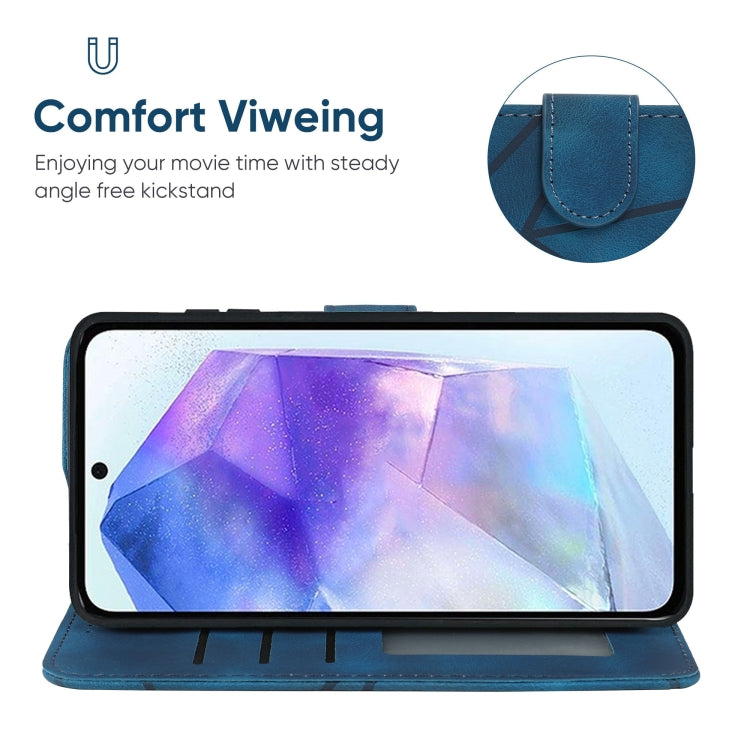 For Samsung Galaxy A55 5G Skin Feel Geometric Lines Leather Phone Case