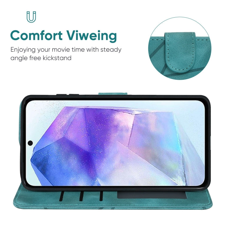For Samsung Galaxy A55 5G Skin Feel Geometric Lines Leather Phone Case