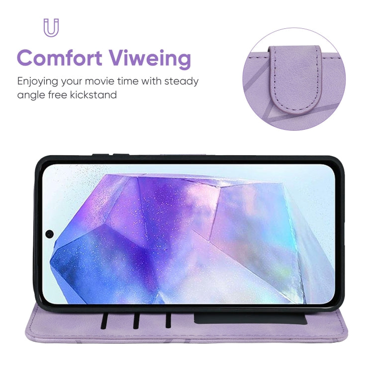 For Samsung Galaxy A55 5G Skin Feel Geometric Lines Leather Phone Case