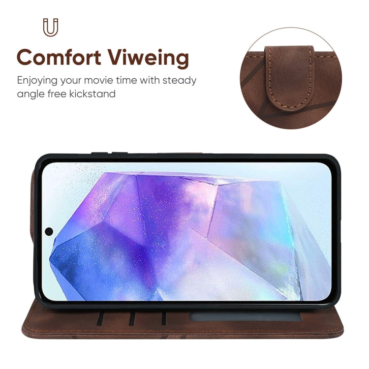 For Samsung Galaxy A55 5G Skin Feel Geometric Lines Leather Phone Case