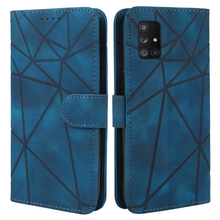For Samsung Galaxy A71 5G Skin Feel Geometric Lines Leather Phone Case