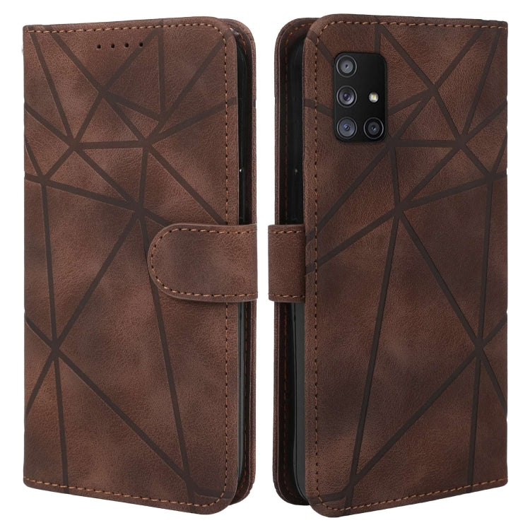 For Samsung Galaxy A71 5G Skin Feel Geometric Lines Leather Phone Case