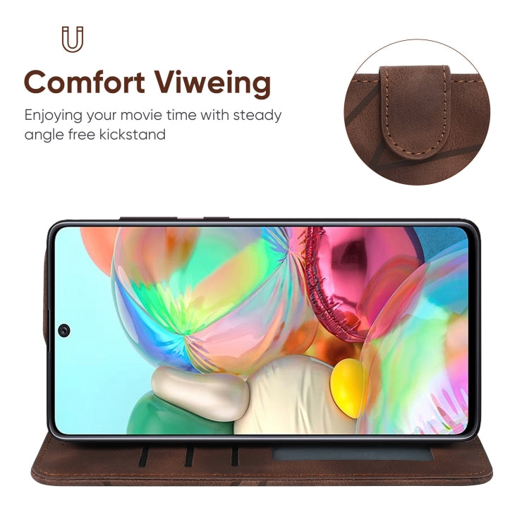 For Samsung Galaxy A71 5G Skin Feel Geometric Lines Leather Phone Case