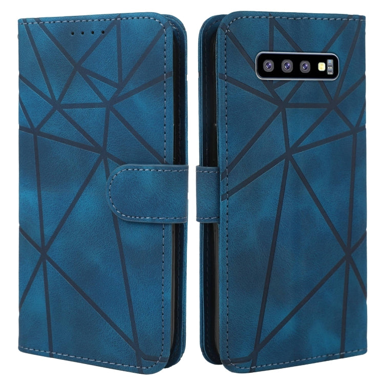 For Samsung Galaxy S10 5G Skin Feel Geometric Lines Leather Phone Case