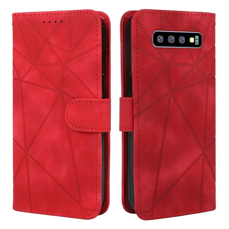 For Samsung Galaxy S10+ Skin Feel Geometric Lines Leather Phone Case
