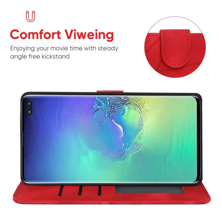 For Samsung Galaxy S10+ Skin Feel Geometric Lines Leather Phone Case