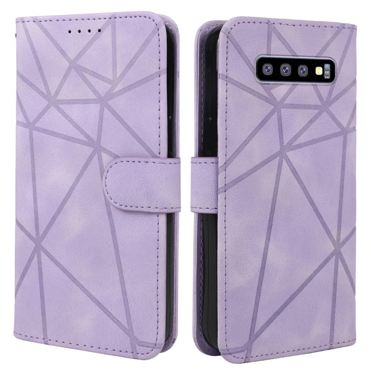 For Samsung Galaxy S10+ Skin Feel Geometric Lines Leather Phone Case